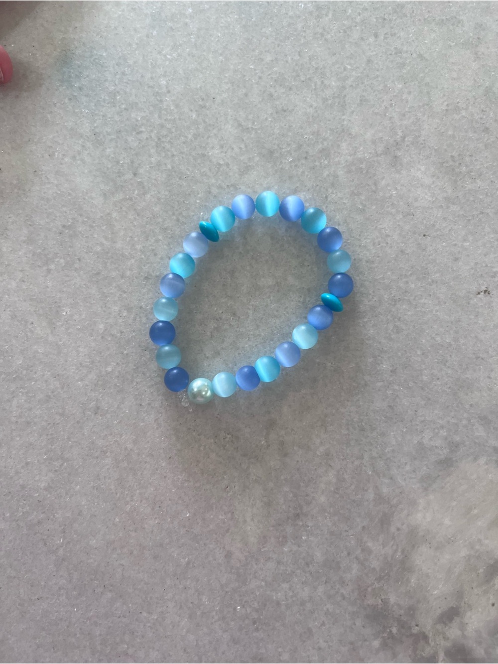Blue Beaded Stretch Bracelet